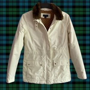 Lands' End® Women’s Quilted Parka Jacket Midi Winter Coat Ivory/ Off-White Small